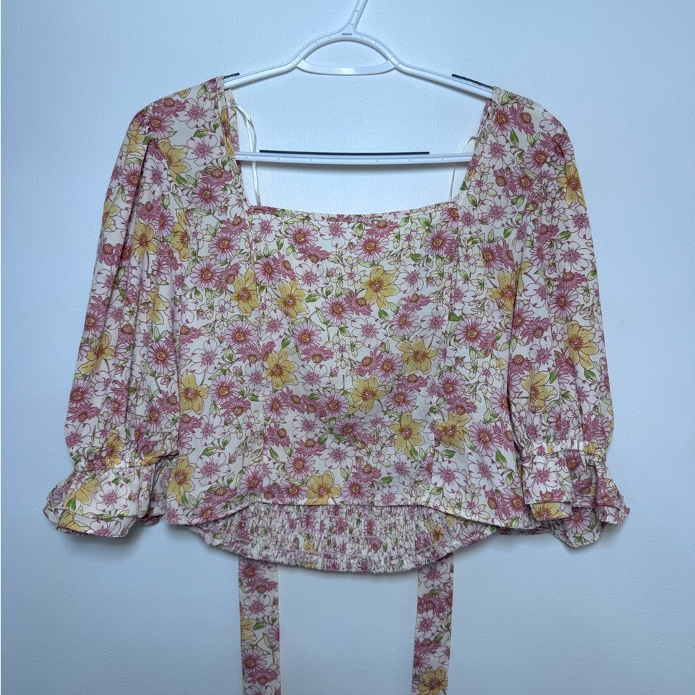 Sienna Sky Pink and Yellow Floral Blouse